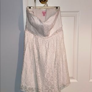 strapless white mini dress by lilly pulitzer